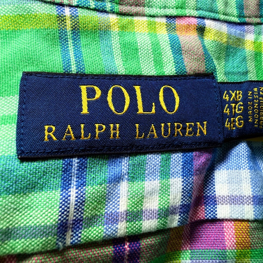 Polo Ralph Lauren Mens 4XB Plaid Button Down Shirt Green Pink Blue Big & Tall - Picture 4 of 9